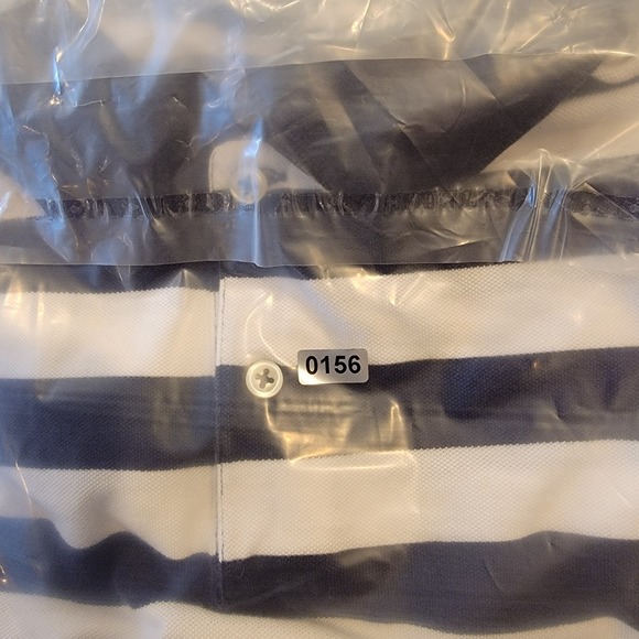 VTG Polo Ralph Lauren Polo Shirt Mens XXL Navy White Stripes Condition Issues - Picture 8 of 8